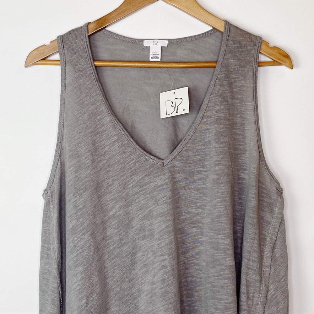 NWT BP Grey V Neck Swing Split Hem Tank - Picture 3 of 11
